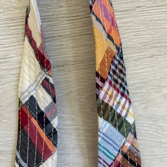 J. Crew Colorful Preppy Madras Plaid Patchwork Quilt Belt - Picture 6 of 16